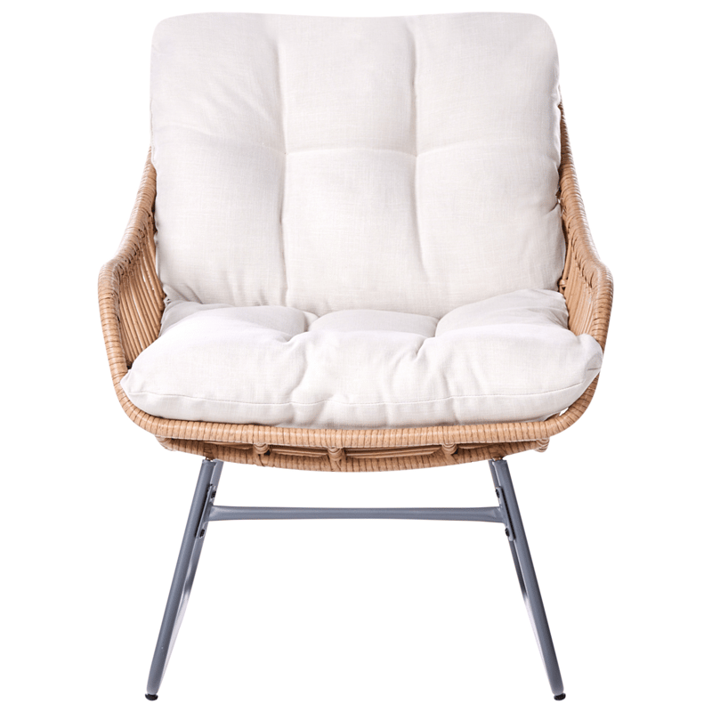 Stol utomhus Mestre med Fotpall Konstrotting - Naturlig/svart/beige - Utemöbler & utemiljö - Loungemöbler - Loungestol utomhus