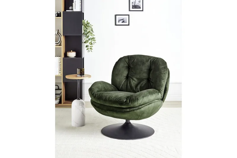 Svängbar fåtölj Nolvik - Grön, Svart - Möbler - Fåtölj & stolar - Fåtölj - Fåtölj utan armstöd