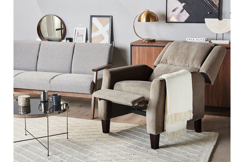 Fåtölj Tanager - Sammet/Beige/Grå - Fåtölj