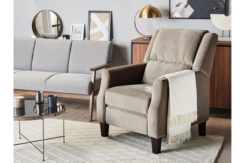 Fåtölj Tanager - Sammet/Beige/Grå - Fåtölj