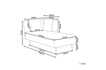 Toyoko Schäslong 156 cm Vänster - Svart/Vit - Möbler - Fåtölj & stolar - Fåtölj - Liggfåtölj