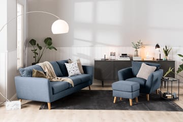 Trend Fåtölj i Tyg med Träben - Blå - Möbler - Fåtölj & stolar - Fåtölj