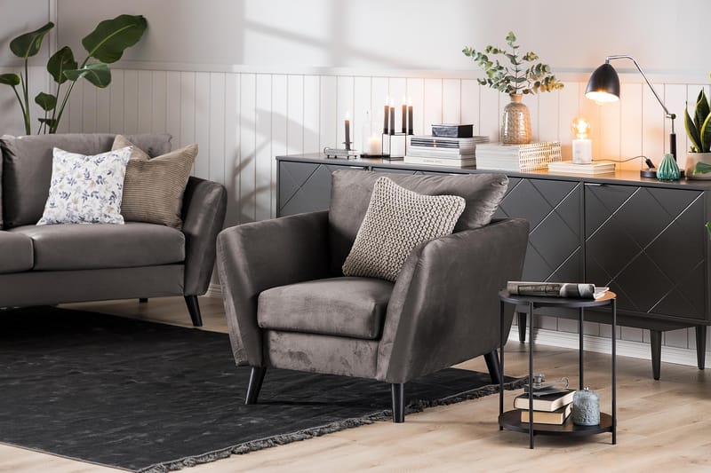 Trend Fåtölj - Mörkgrå Sammet - Möbler - Fåtölj & stolar - Fåtölj - Sammetsfåtölj