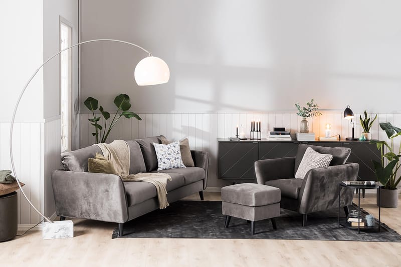 Trend Fåtölj - Mörkgrå - Möbler - Fåtölj & stolar - Fåtölj - Sammetsfåtölj
