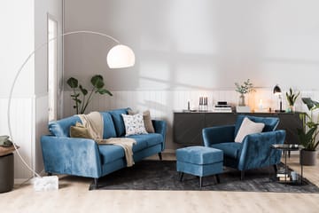 Trend Fåtölj med Fotpall - Blå - Möbler - Fåtölj & stolar - Fåtölj - Sammetsfåtölj