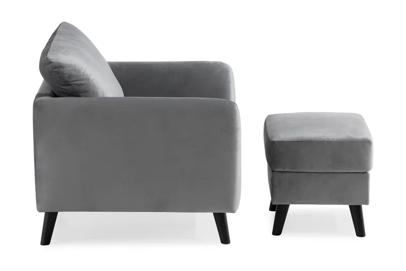 Trend Fåtölj med Fotpall - Ljusgrå Sammet - Möbler - Fåtölj & stolar - Fåtölj - Sammetsfåtölj