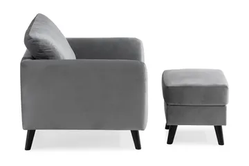 Trend Fåtölj med Fotpall - Ljusgrå Sammet - Möbler - Fåtölj & stolar - Fåtölj - Fåtölj med fotpall