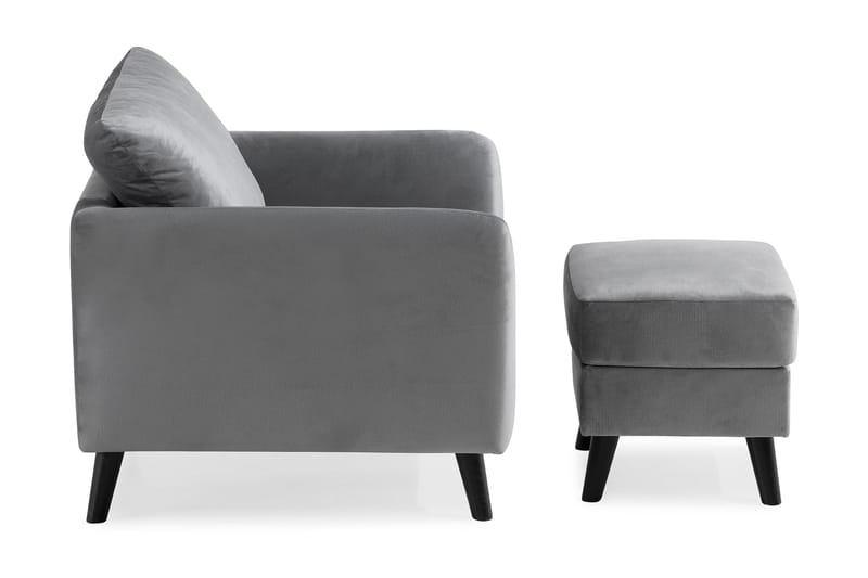Trend Fåtölj med Fotpall - Ljusgrå Sammet - Möbler - Fåtölj & stolar - Fåtölj - Fåtölj med fotpall