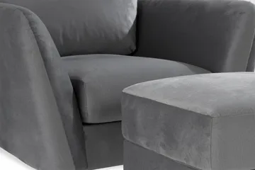 Trend Fåtölj med Fotpall - Ljusgrå Sammet - Möbler - Fåtölj & stolar - Fåtölj - Fåtölj med fotpall