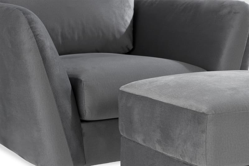 Trend Fåtölj med Fotpall - Ljusgrå Sammet - Möbler - Fåtölj & stolar - Fåtölj - Fåtölj med fotpall