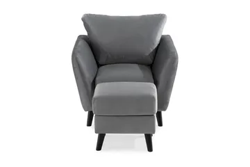 Trend Fåtölj med Fotpall - Ljusgrå Sammet - Möbler - Fåtölj & stolar - Fåtölj - Sammetsfåtölj