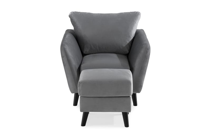 Trend Fåtölj med Fotpall - Ljusgrå Sammet - Möbler - Fåtölj & stolar - Fåtölj - Fåtölj med fotpall