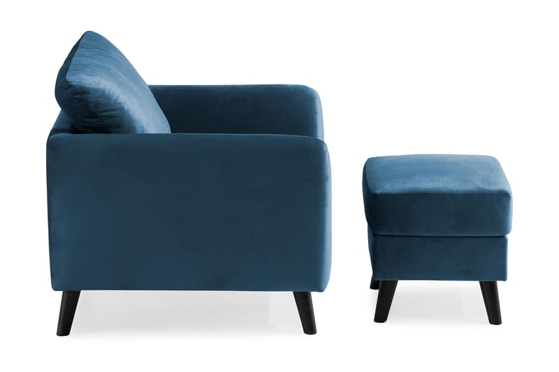 Trend Fåtölj med Fotpall - Midnattsblå Sammet - Möbler - Fåtölj & stolar - Fåtölj - Sammetsfåtölj
