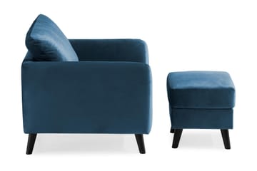 Trend Fåtölj med Fotpall - Midnattsblå Sammet - Möbler - Fåtölj & stolar - Fåtölj - Sammetsfåtölj