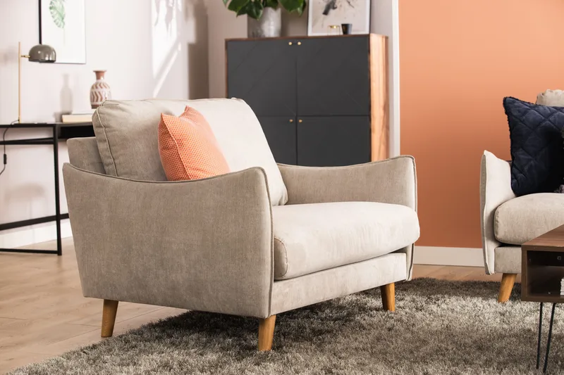 Trend Lyx Fåtölj - Beige/Ek - Möbler - Fåtölj & stolar - Fåtölj