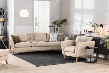 Trend Soffgrupp Fåtölj med Fotpall - Beige - Möbler - Fåtölj & stolar - Fåtölj