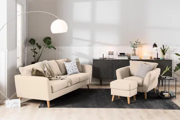 Trend Soffgrupp Fåtölj med Fotpall - Beige - Möbler - Fåtölj & stolar - Fåtölj