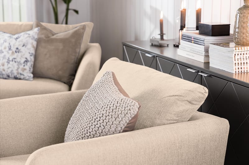 Trend Soffgrupp Fåtölj med Fotpall - Grå|Beige - Möbler - Fåtölj & stolar - Fåtölj