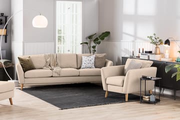 Trend Soffgrupp Fåtölj med Fotpall - Grå|Beige - Möbler - Fåtölj & stolar - Fåtölj