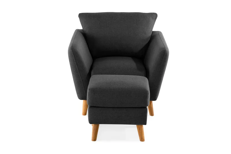 Trend Soffgrupp Fåtölj med Fotpall - Svart - Möbler - Fåtölj & stolar - Fåtölj