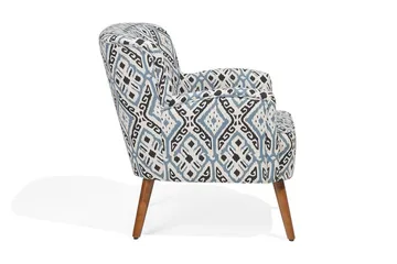 Tumba Oval Retro Fåtölj i Tyg med Träben - Vit - Möbler - Fåtölj & stolar - Fåtölj