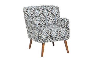 Tumba Oval Retro Fåtölj i Tyg med Träben - Vit - Möbler - Fåtölj & stolar - Fåtölj