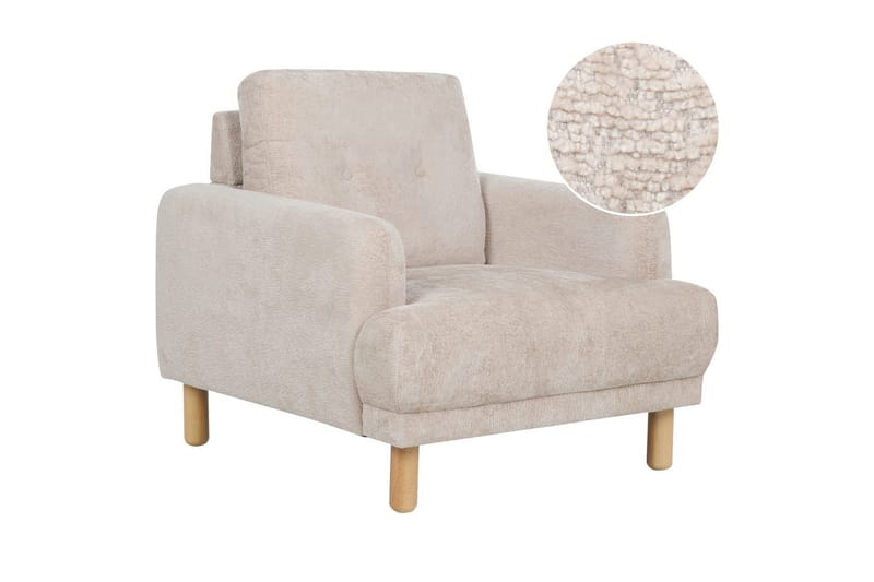 Fåtölj Tuve, Beige, ljust trä/Bouclé