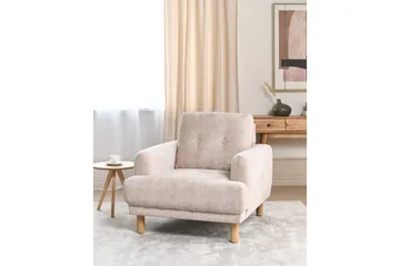 Fåtölj Tuve - Beige, ljust trä/Bouclé - Möbler - Fåtölj & stolar - Fåtölj