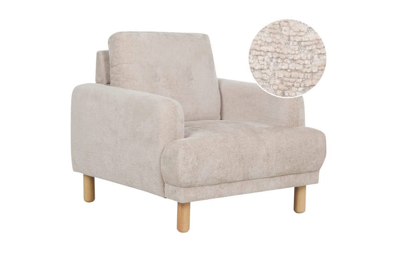 Fåtölj Tuve, Beige, ljust trä/Bouclé