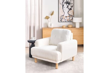 Fåtölj Tuve - Vit, ljust trä/Bouclé - Möbler - Fåtölj & stolar - Fåtölj