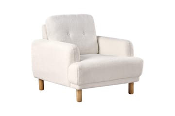 Fåtölj Tuve - Vit, ljust trä/Bouclé - Möbler - Fåtölj & stolar - Fåtölj