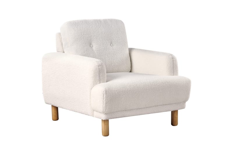 Fåtölj Tuve - Vit, ljust trä/Bouclé - Möbler - Fåtölj & stolar - Fåtölj