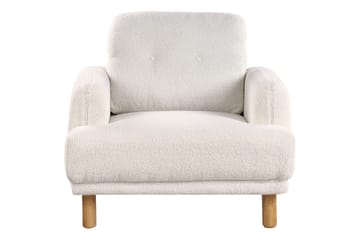 Fåtölj Tuve - Vit, ljust trä/Bouclé - Möbler - Fåtölj & stolar - Fåtölj