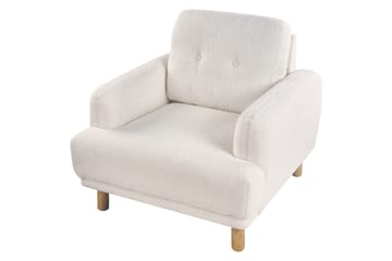 Fåtölj Tuve - Vit, ljust trä/Bouclé - Möbler - Fåtölj & stolar - Fåtölj