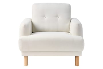 Fåtölj Tuve - Vit, ljust trä/Polyester - Möbler - Fåtölj & stolar - Fåtölj