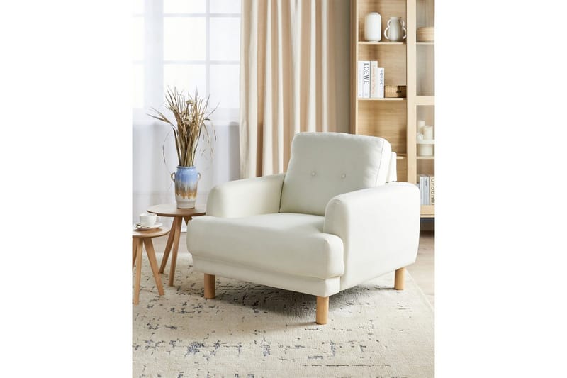 Fåtölj Tuve - Vit, ljust trä/Polyester - Möbler - Fåtölj & stolar - Fåtölj