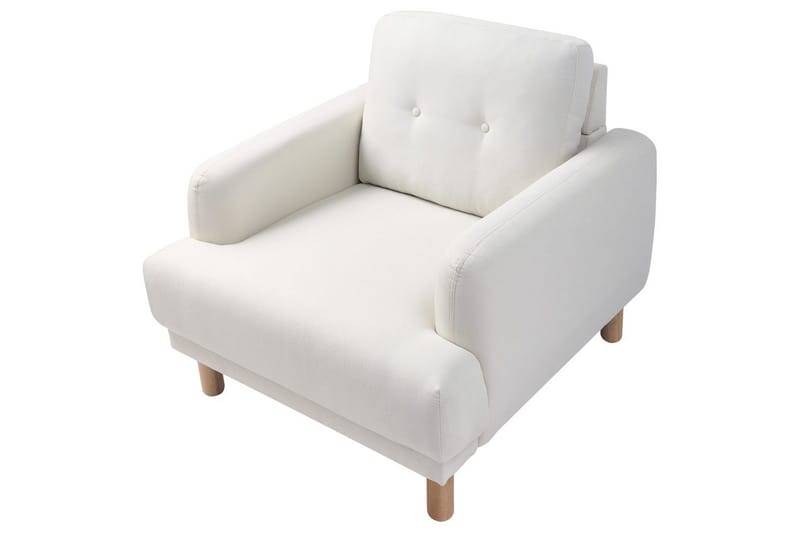 Fåtölj Tuve - Vit, ljust trä/Polyester - Möbler - Fåtölj & stolar - Fåtölj