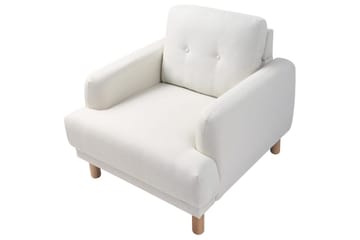 Fåtölj Tuve - Vit, ljust trä/Polyester - Möbler - Fåtölj & stolar - Fåtölj