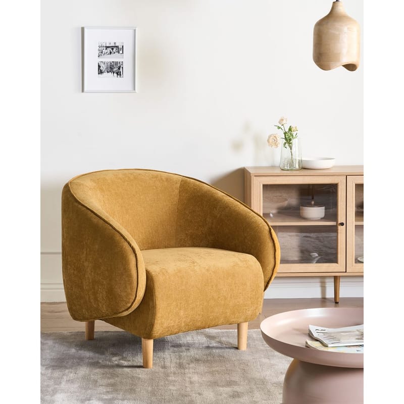 Fåtölj Umea - Gult, ljust trä - Möbler - Fåtölj & stolar - Fåtölj