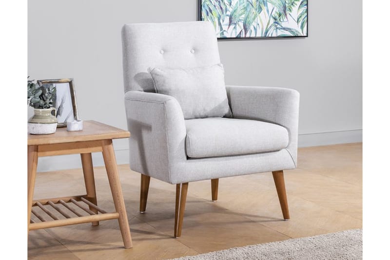 Unique Design Fåtölj i Tyg med Träben - Ljusgrå - Möbler - Fåtölj & stolar - Fåtölj