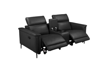 Vanlig liggfåtölj Loft24 Dubbel recliner stol Loft24 Lund Black Artificial leather||Genuine Leather - Möbler - Soffa - Biosoffa & reclinersoffa