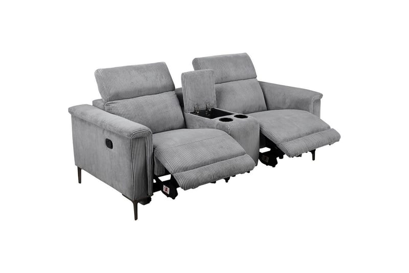 Vanlig liggfåtölj Loft24 Dubbel recliner stol Loft24 Lund Grey 100% polyester - Möbler - Soffa - Biosoffa & reclinersoffa