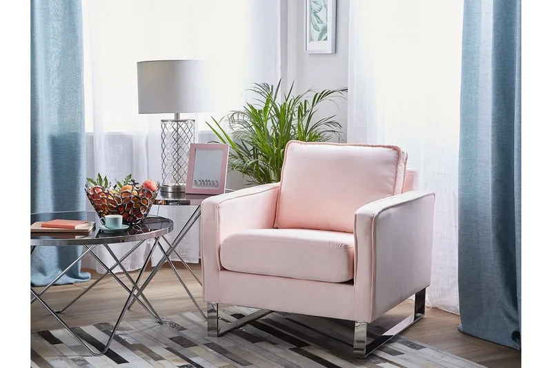 Vind Modern Fåtölj i Tyg - Rosa - Möbler - Fåtölj & stolar - Fåtölj