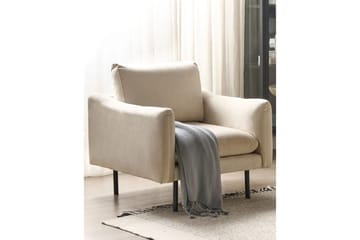 Fåtölj Vinterbro - Ljusbeige, svart/Sammet - Möbler - Fåtölj & stolar - Fåtölj