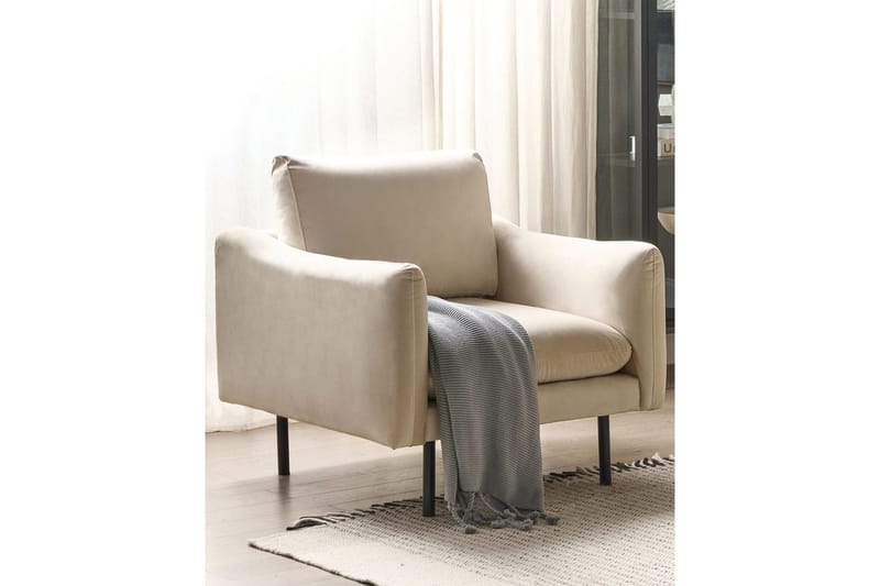 Fåtölj Vinterbro - Ljusbeige, svart/Sammet - Möbler - Fåtölj & stolar - Fåtölj