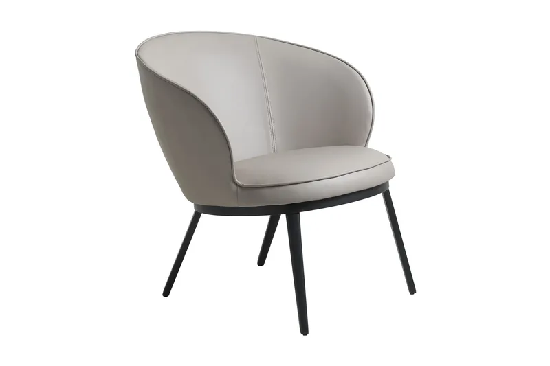 Vinusius Modern Rund Fåtölj i Konstläder med Metallben, Ljus Taupe