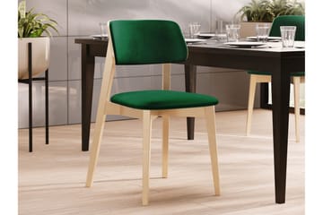 Ferrara Matstol i Sammet med Trästativ - Grön|Beige - Möbler - Fåtölj & stolar - Matstol & köksstol