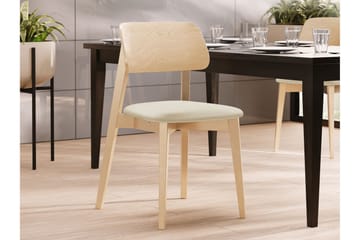 Ferrara Matstol i Trä med Tygdetaljer - Beige - Möbler - Fåtölj & stolar - Matstol & köksstol
