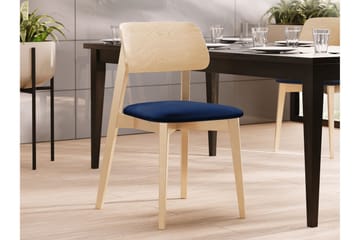 Ferrara Matstol i Trä med Tygdetaljer - Blå|Beige - Möbler - Fåtölj & stolar - Matstol & köksstol