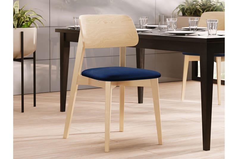 Ferrara Matstol i Trä med Tygdetaljer - Blå|Beige - Möbler - Fåtölj & stolar - Matstol & köksstol